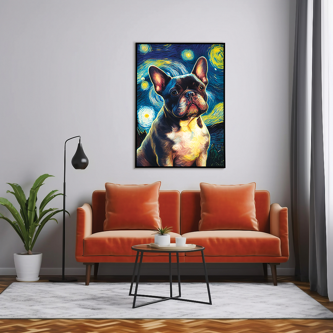 French bulldog in Van Gogh style - Art Print