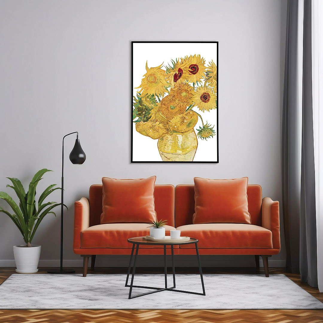 Vase with Twelve Sunflowers Cutout By Van Gogh - Art Print