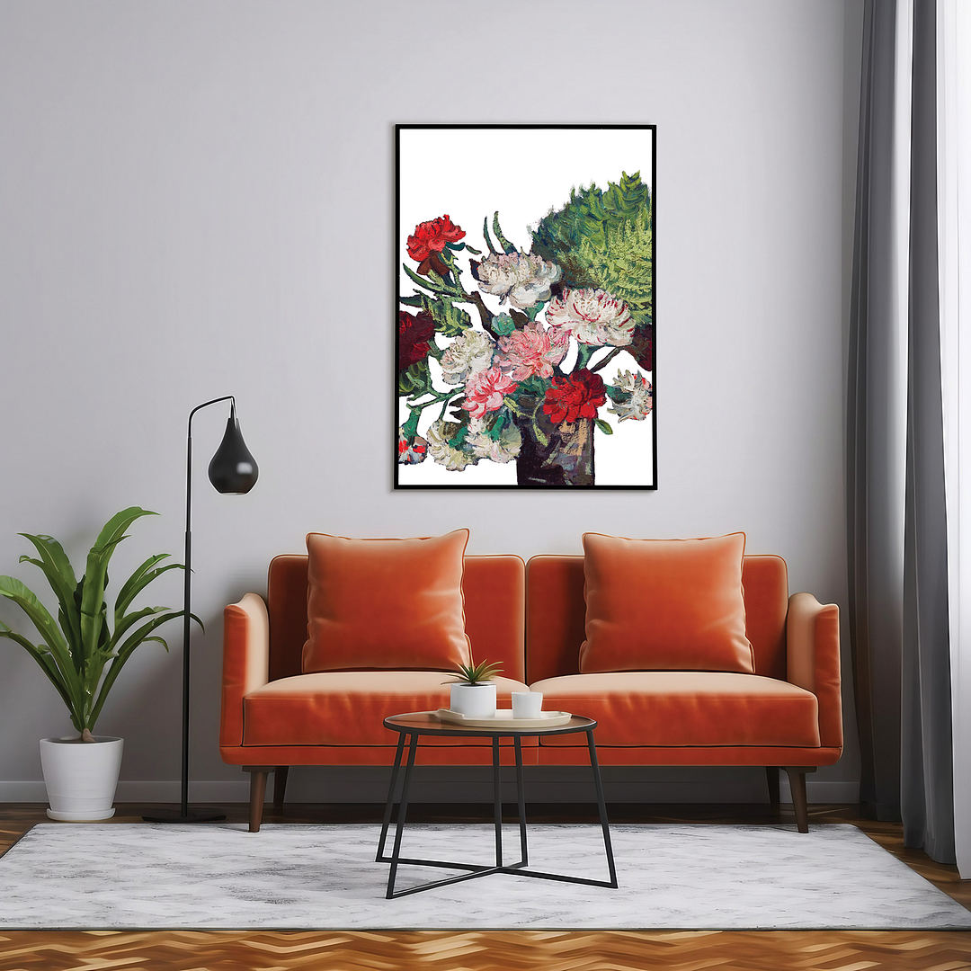 Vase with Carnations Cutout By Van Gogh - Art Print