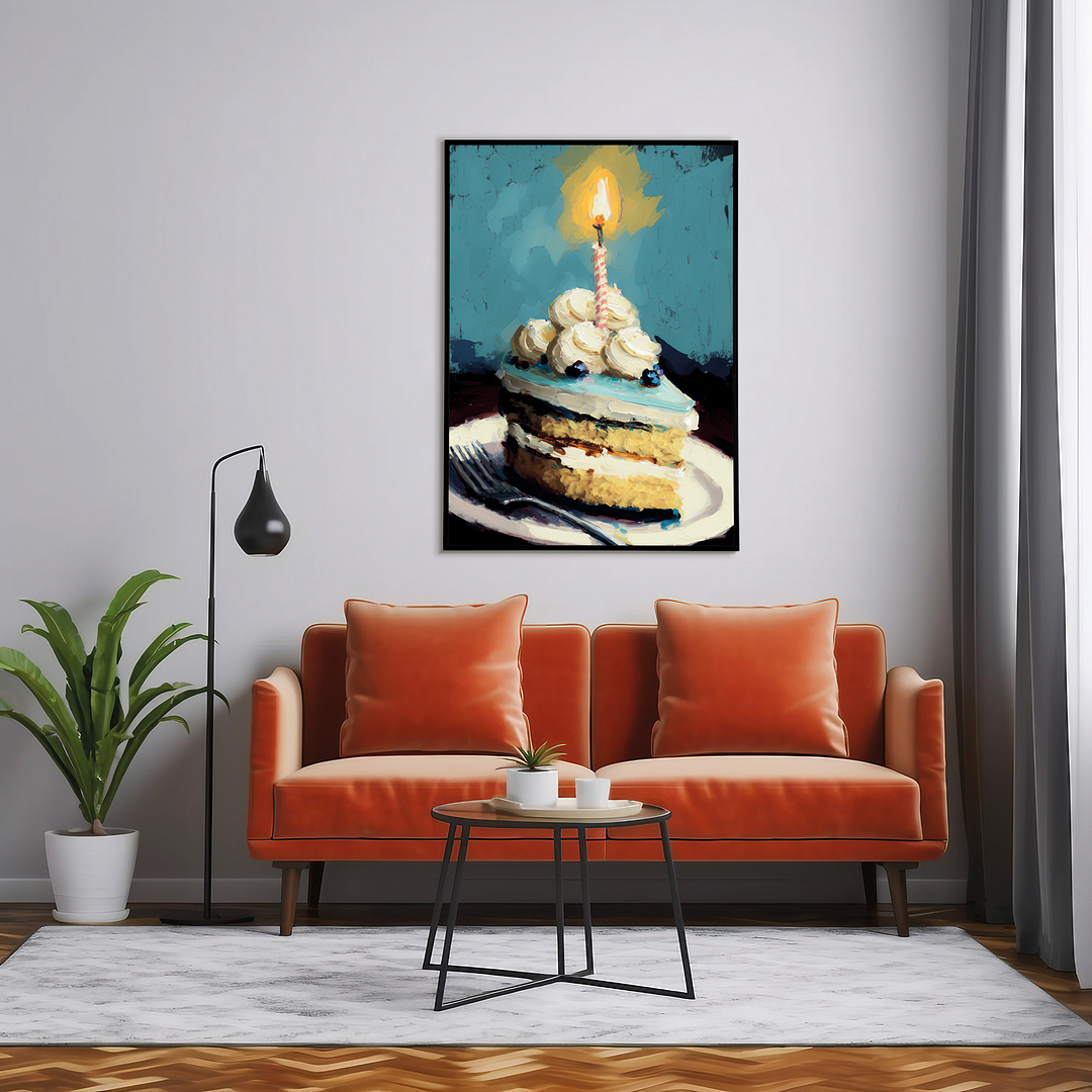 Birthday cake painting in Claude Monet style - Art Print