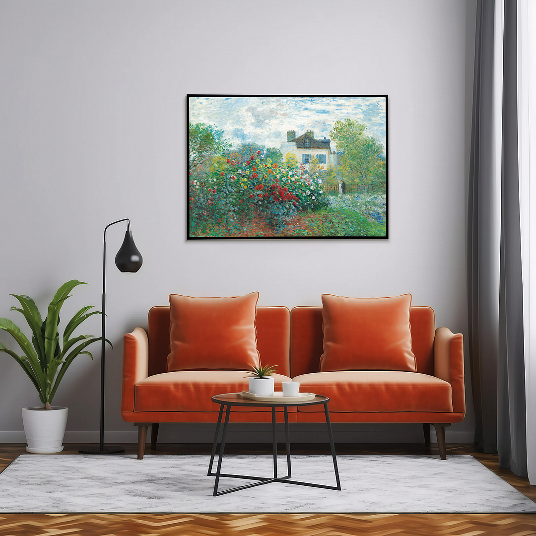 A Corner of the Garden with Dahlias By Claude Monet - Art Print