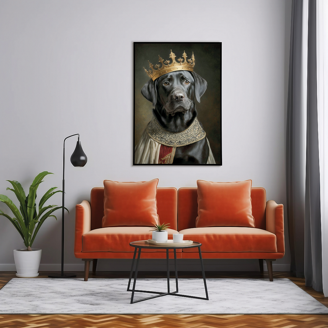 Renaissance painting of a black Labrador as a king - Art Print