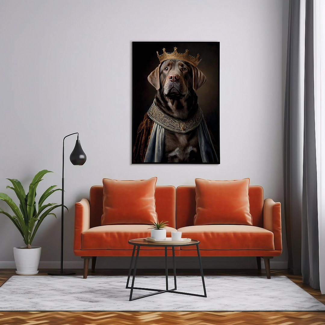 Renaissance painting of a brown Labrador as a king - Art Print
