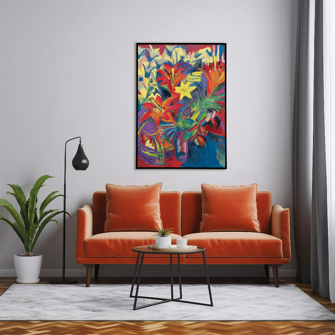 Still Life with Lilies by Ernst Ludwig Kirchner - Art Print