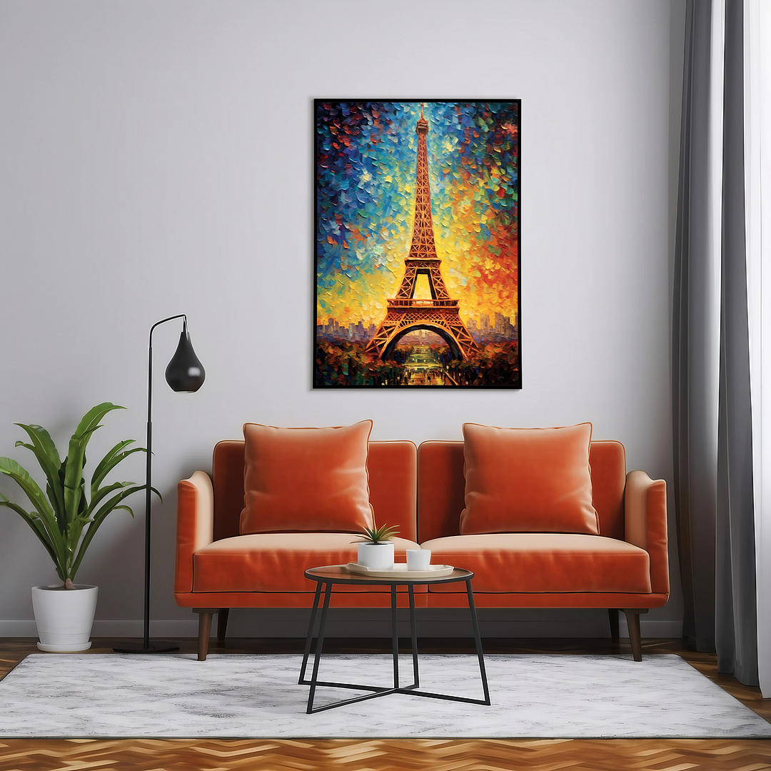 Eiffel tower in dusk in Van Gogh style - Art Print