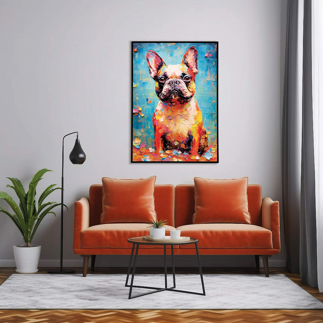 Colourful french bulldog - Art Print