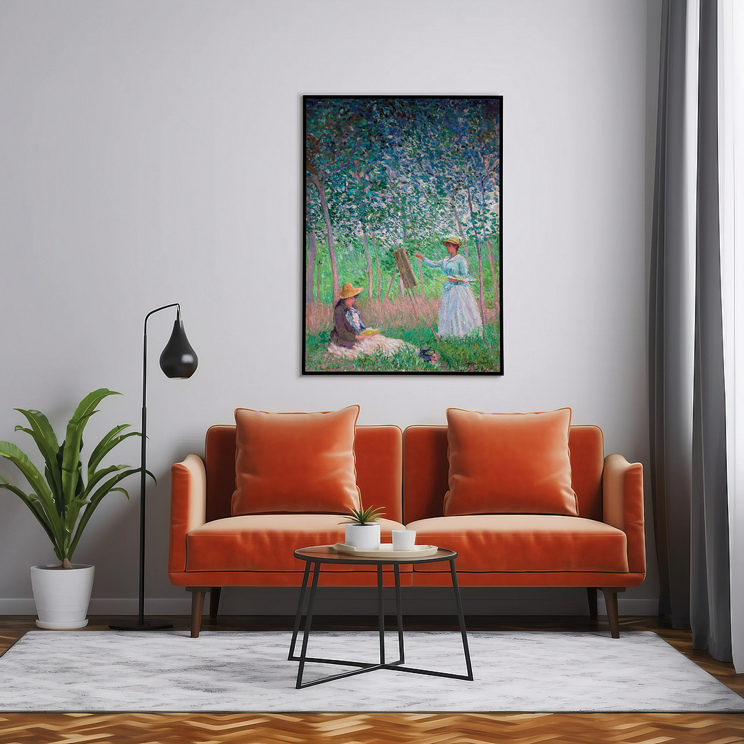 Blanche Hoschedé at Her Easel with Suzanne Hoschedé Reading by Claude Monet - Art Print
