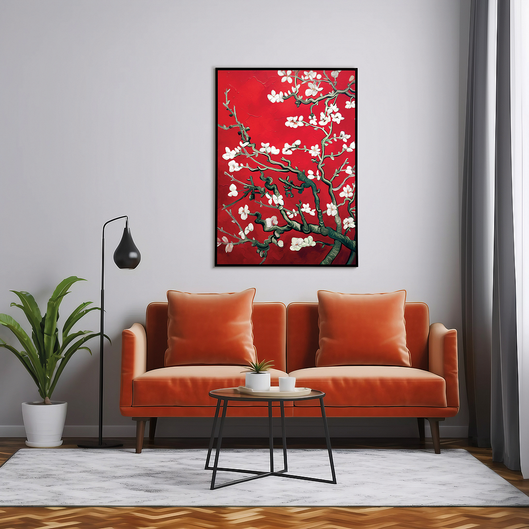 Almond blossom (Red) By Vincent van Gogh - Art Print