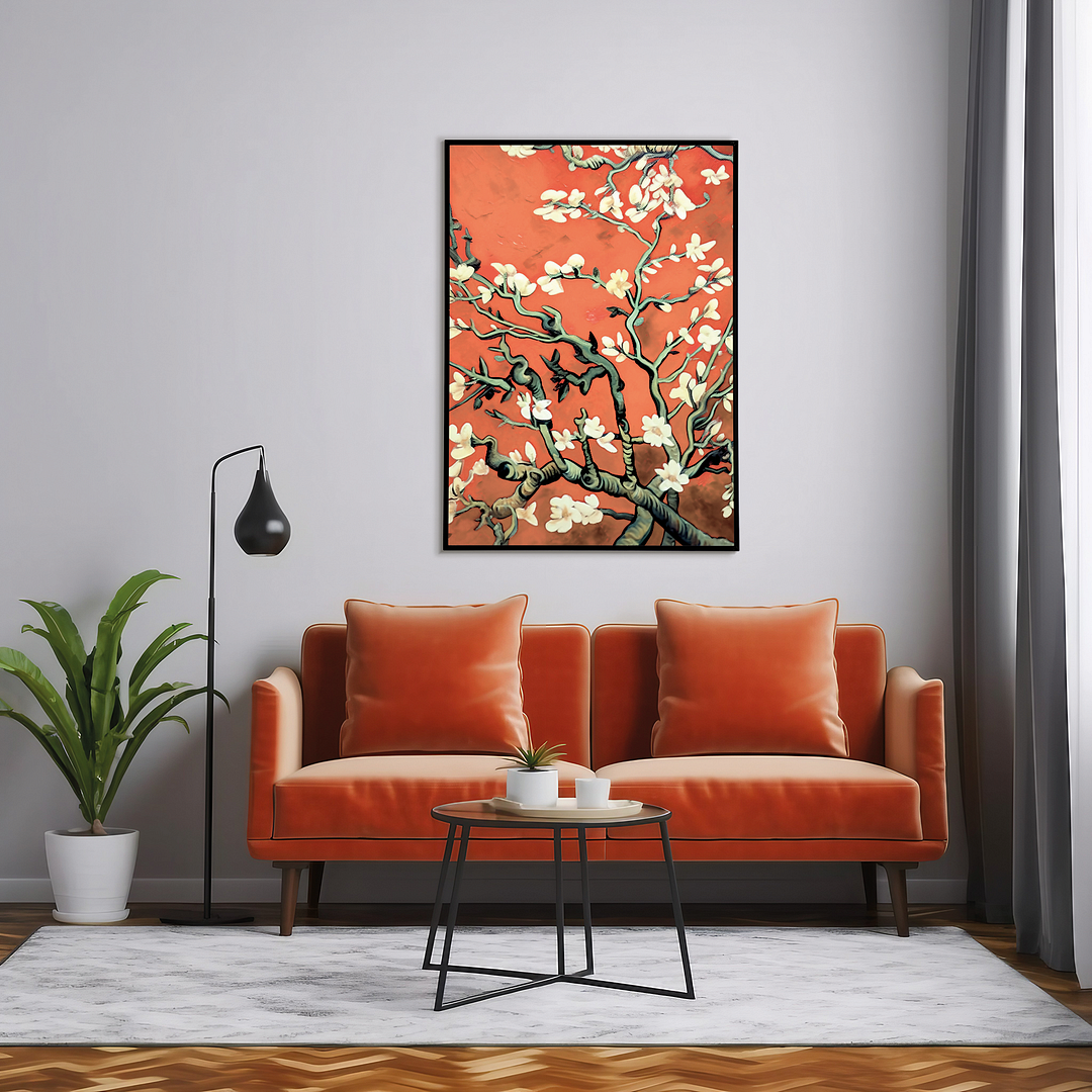 Almond blossom (Orange) By Vincent van Gogh - Art Print