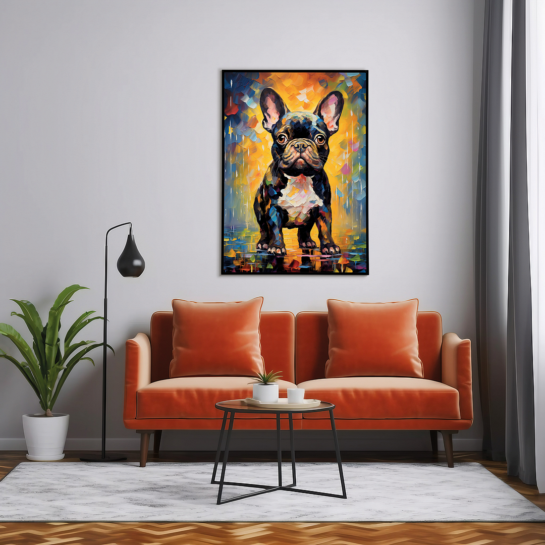 French bulldog puppy colorful painting - Art Print