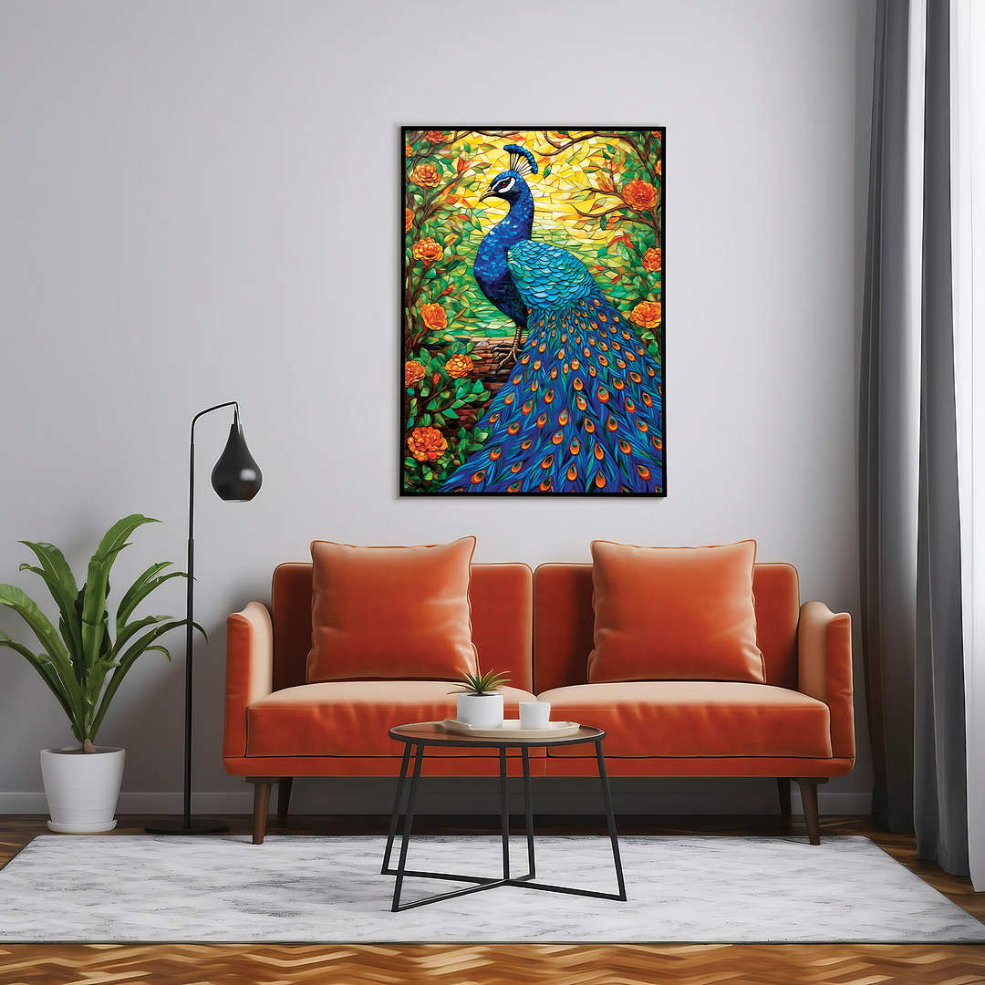 Peacock tile art - Art Print