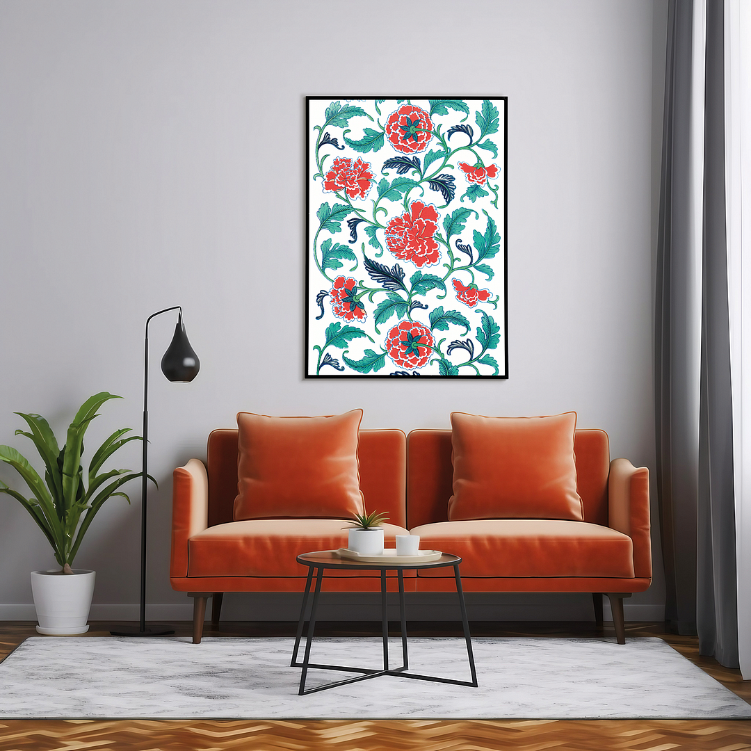 Red floral pattern II - Art Print