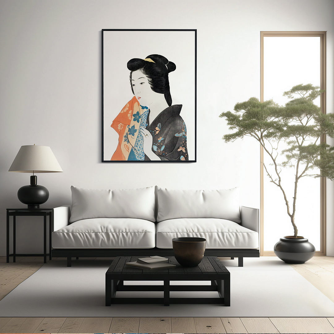 Woman Holding a Hand Towel by Goyō 5(Cutout) Hashiguchi - Art Print