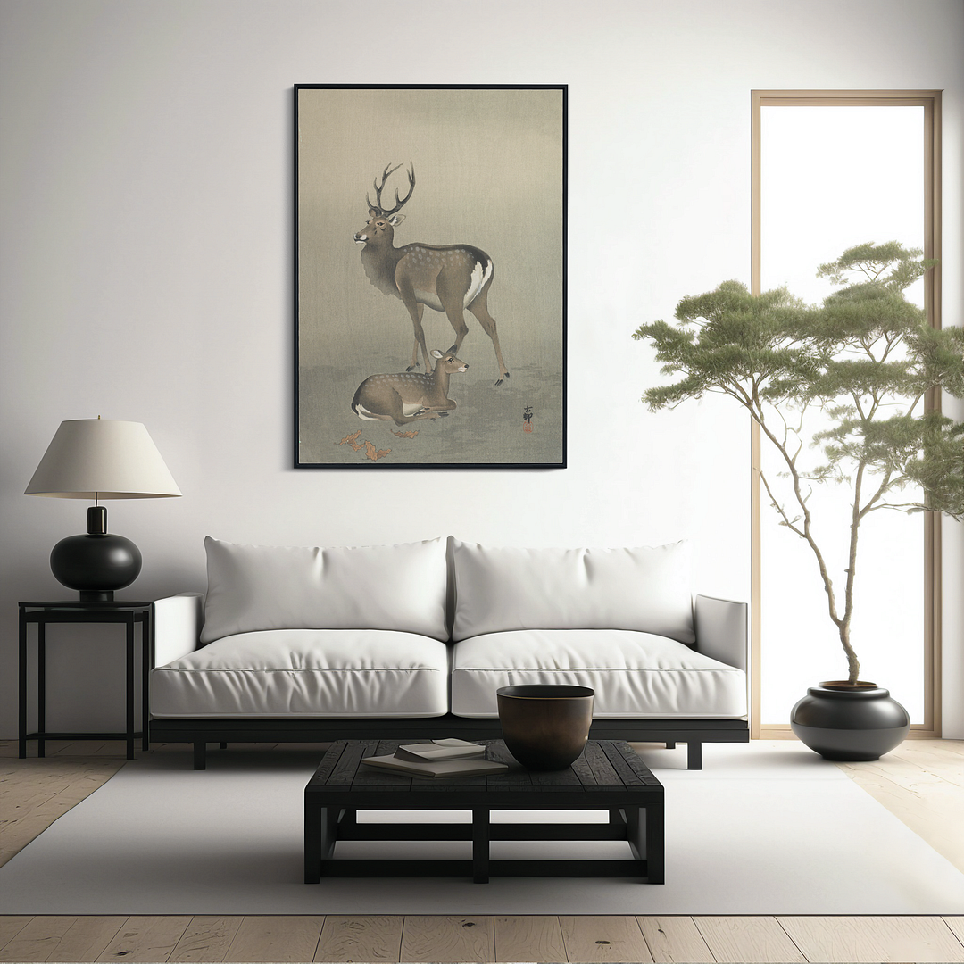 Deer by Ohara Koson - Art Print