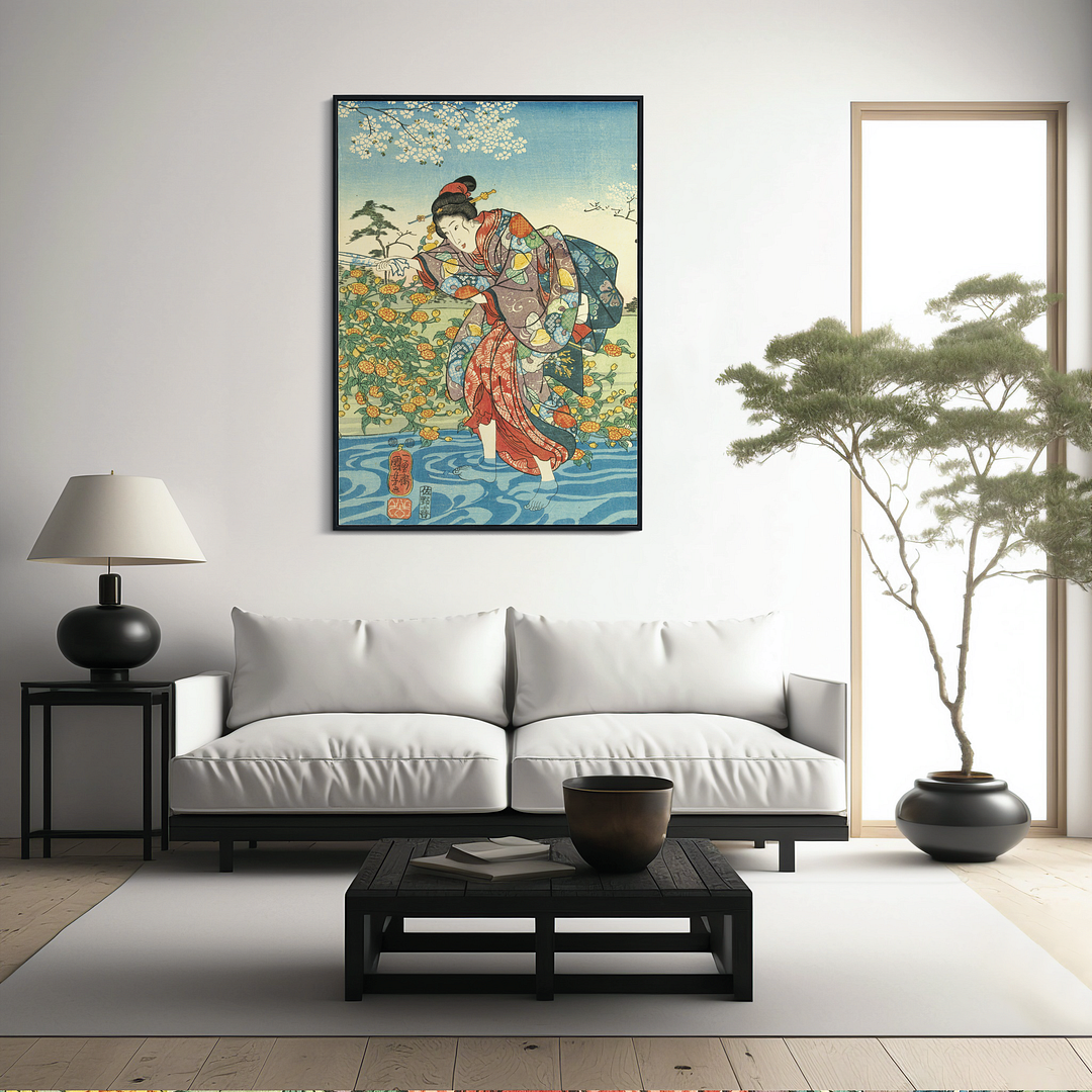 The Ide Tama River in the Province of Yamashiro II by Utagawa Kuniyoshi - Art Print