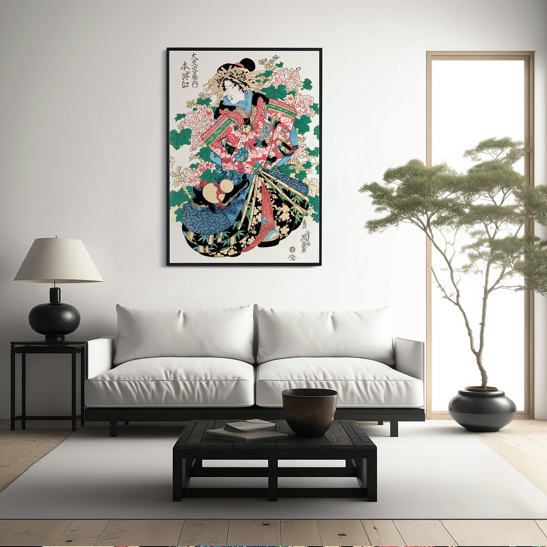 Japanese woman by Keisai Eisen - Art Print