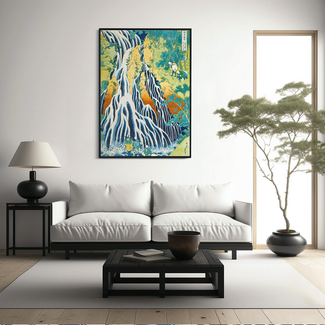Pilgrims at Kirifuri Waterfall on Mount Kurokami in Shimotsuke Province - Art Print