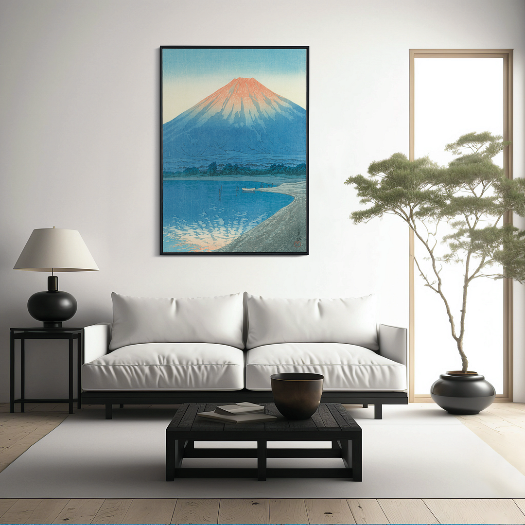 Dawn at Lake Yamanaka by Hasui - Art Print