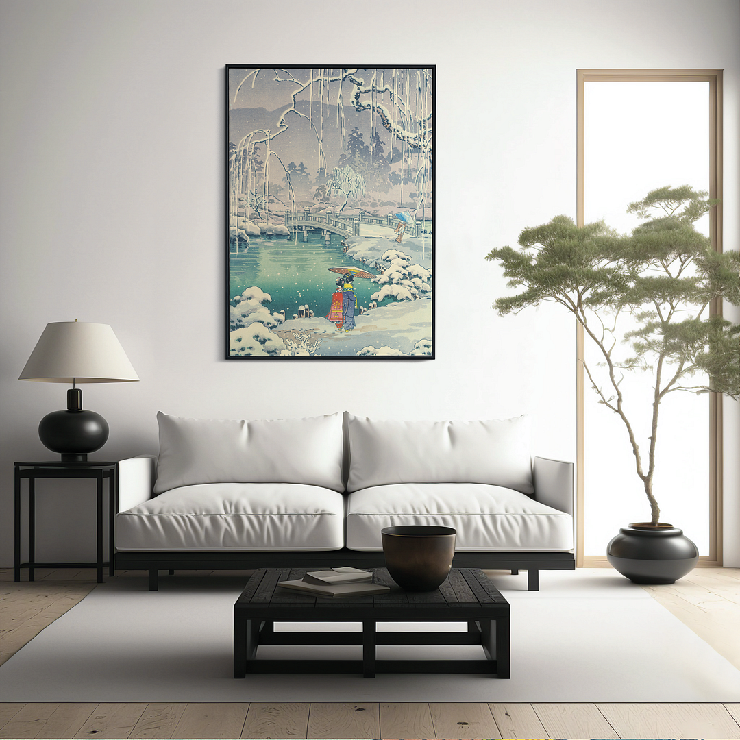 Spring Snow at Maruyama, Kyoto - Art Print