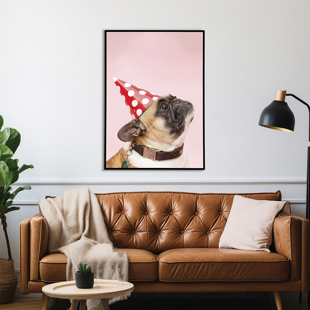 Frenchy with a party hat - Art Print