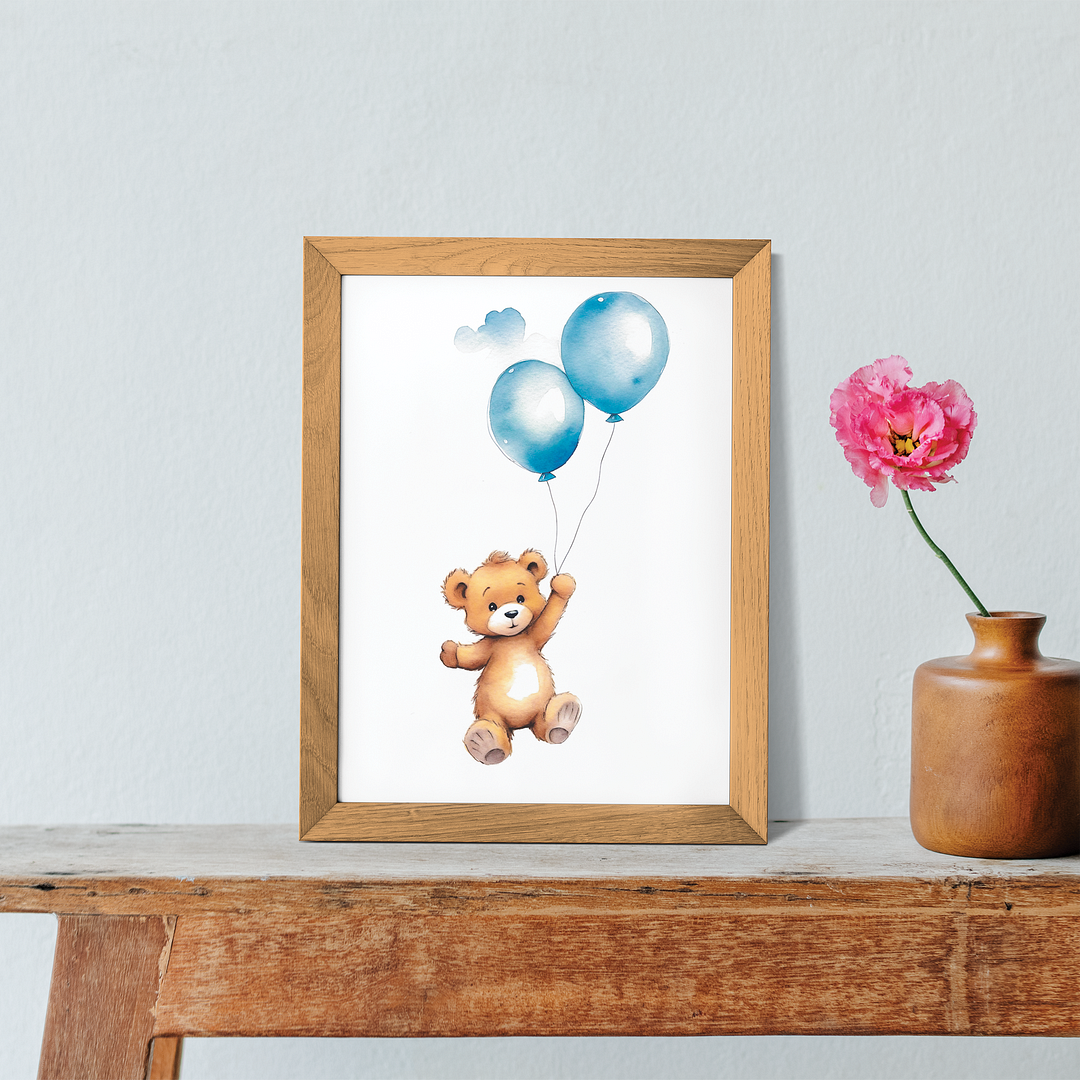 Teddy bear floating away - Art Print