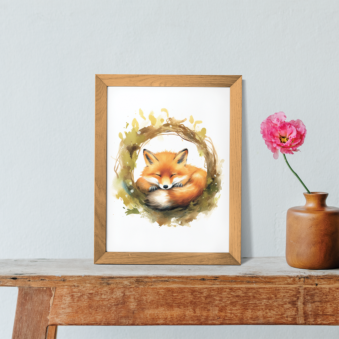 Fox sleeping - Art Print