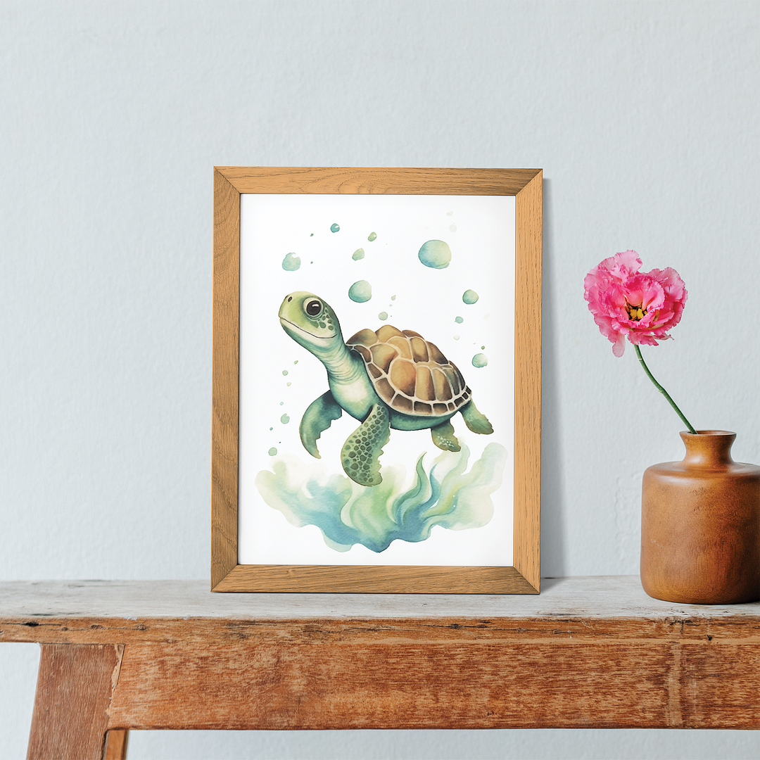 Turtle in the water - Art Print