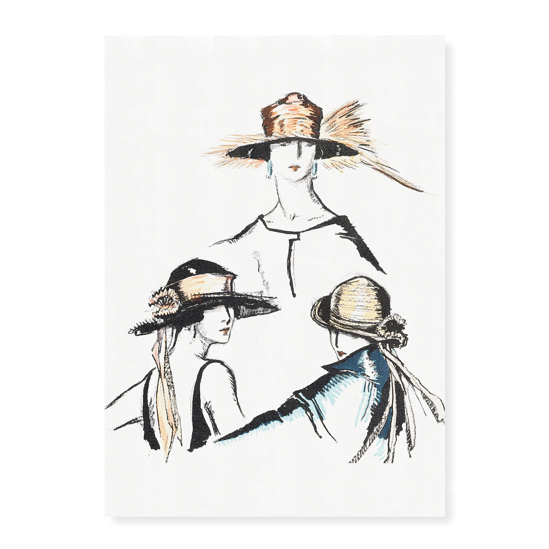 Vintage woman wearing hat - Art Print