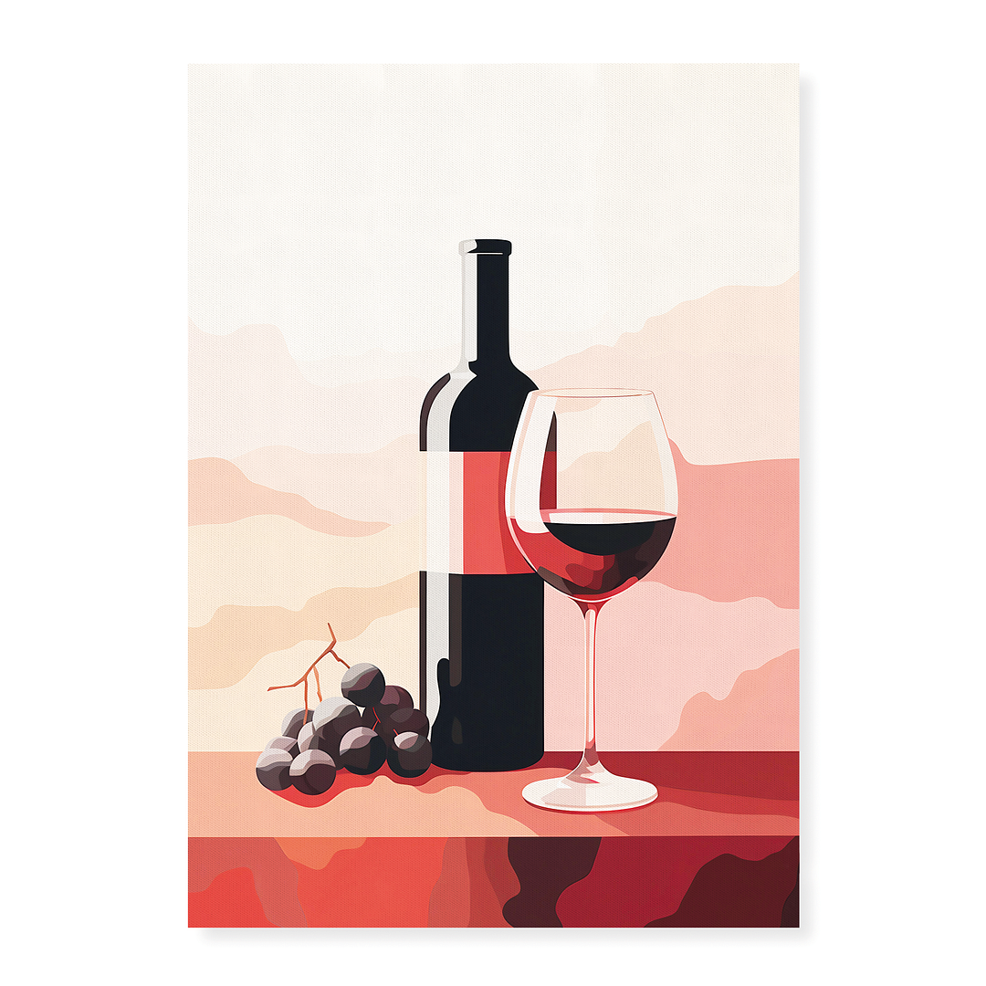Bottle of red wine - Art Print