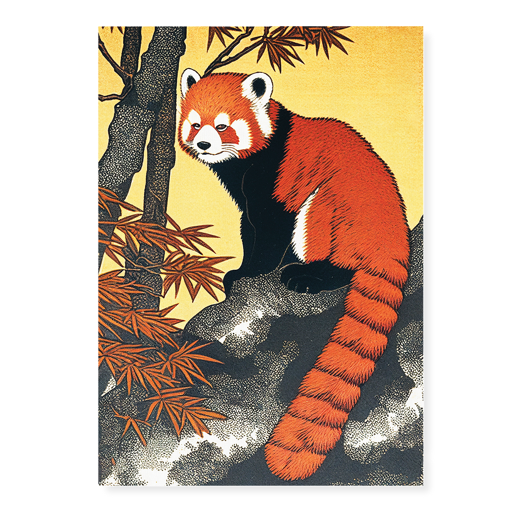 Red panda on a maple tree - Art Print
