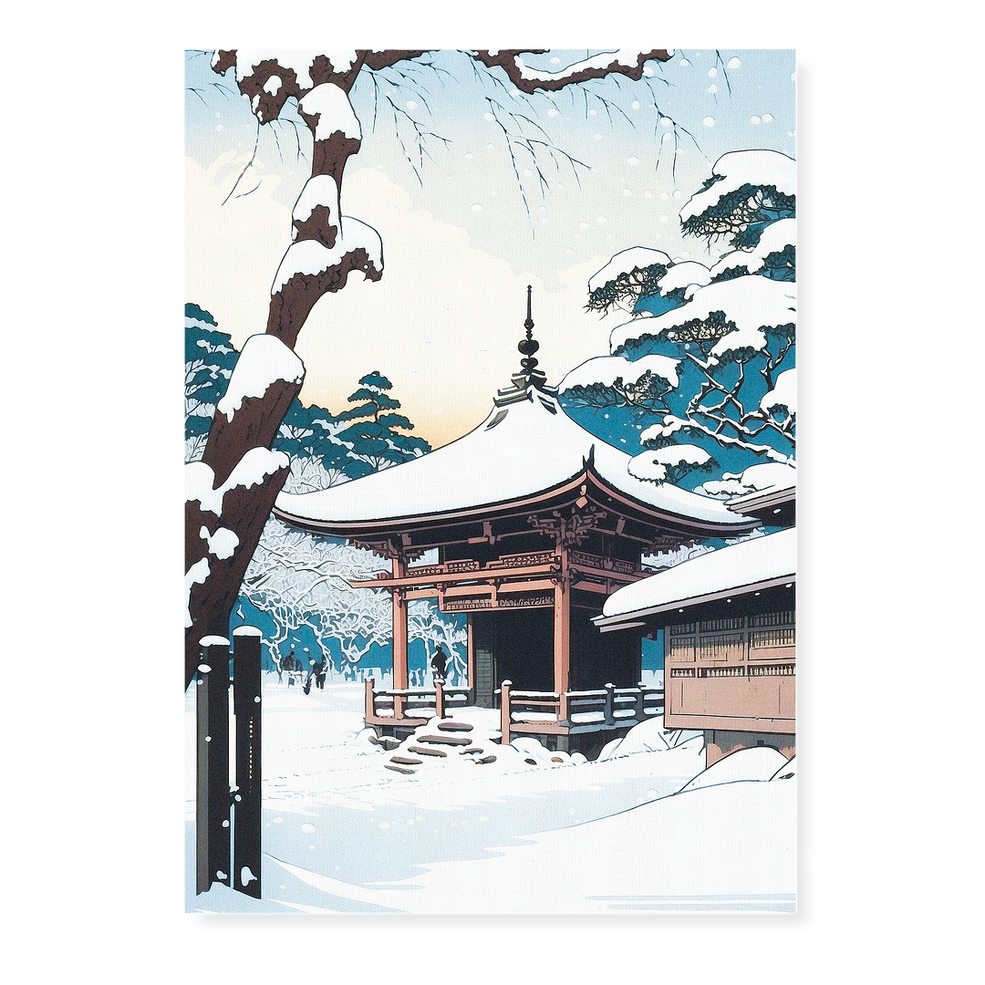 Japanese shrine in the snow - Art Print