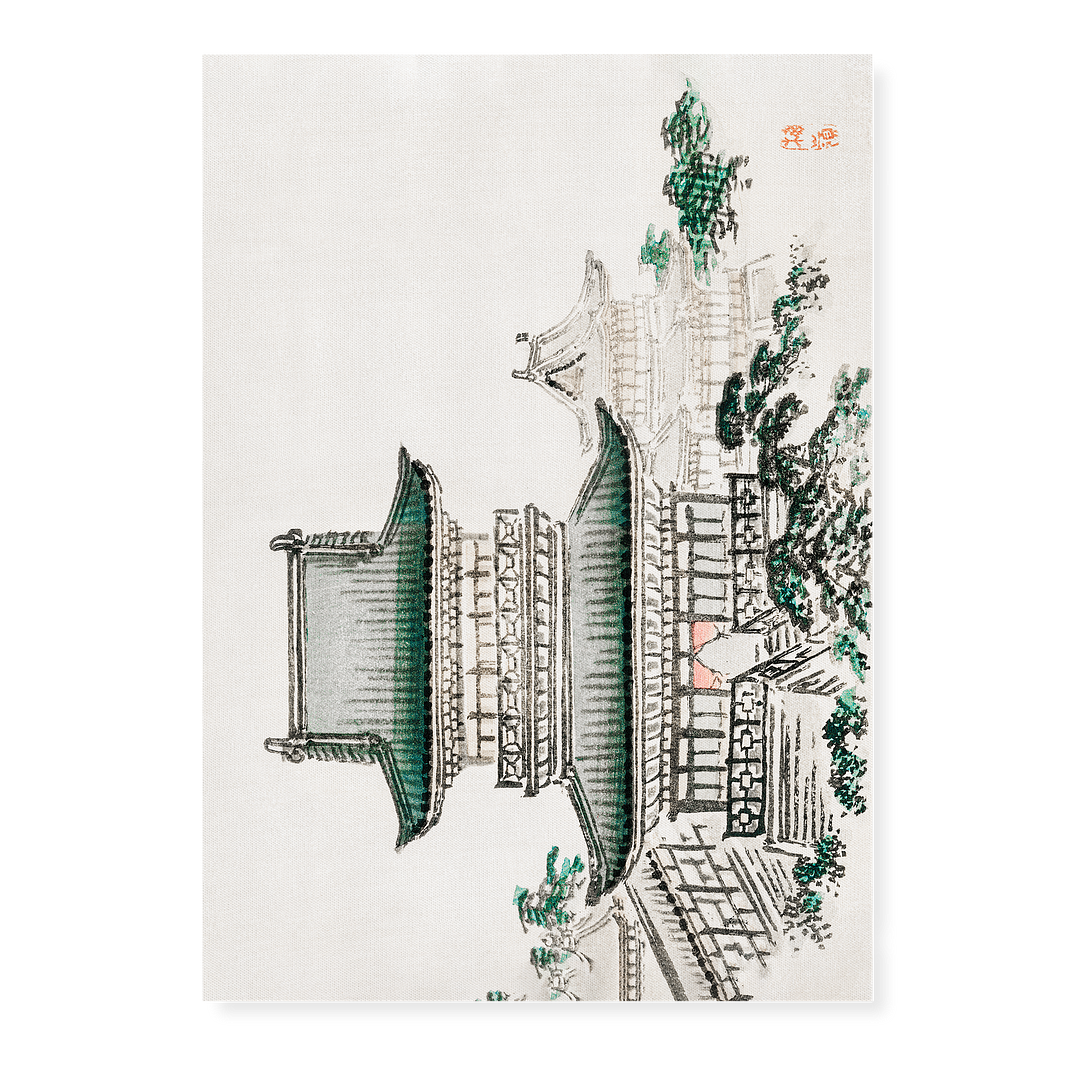 Japanese Architecture by Kōno Bairei - Art Print