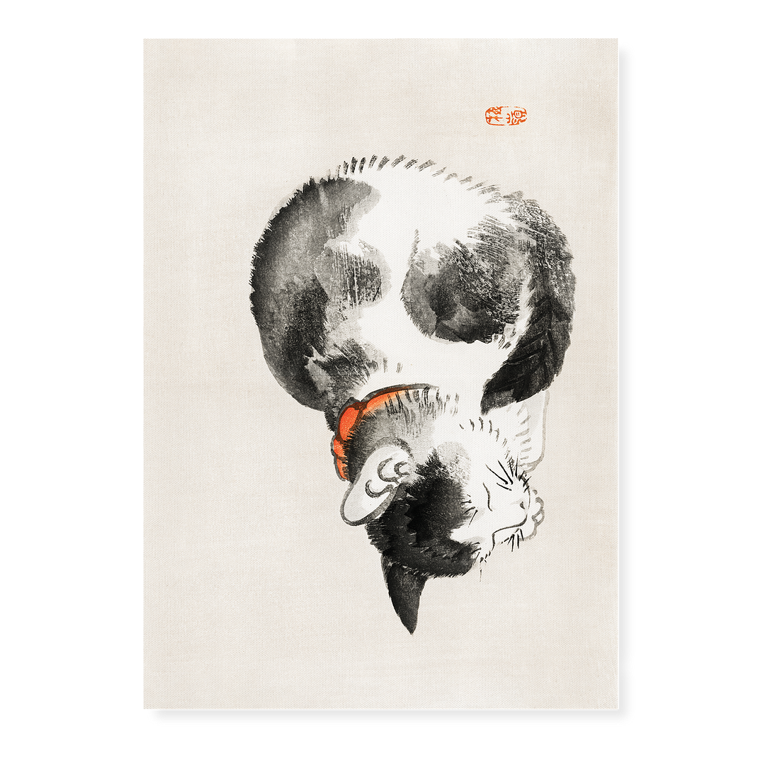 Sleeping cat by Kōno Bairei. - Art Print