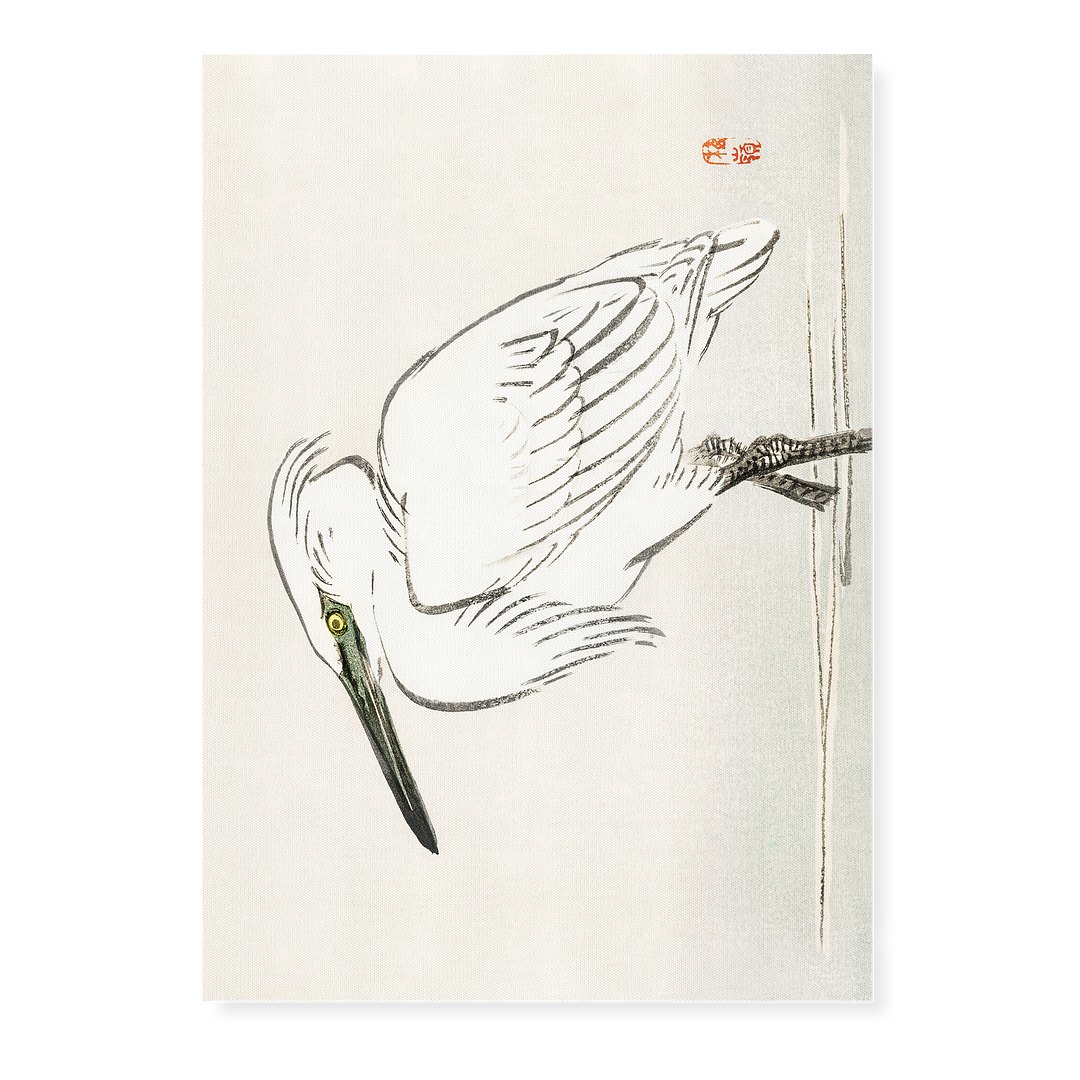 Snowy egret by Kōno Bairei - Art Print