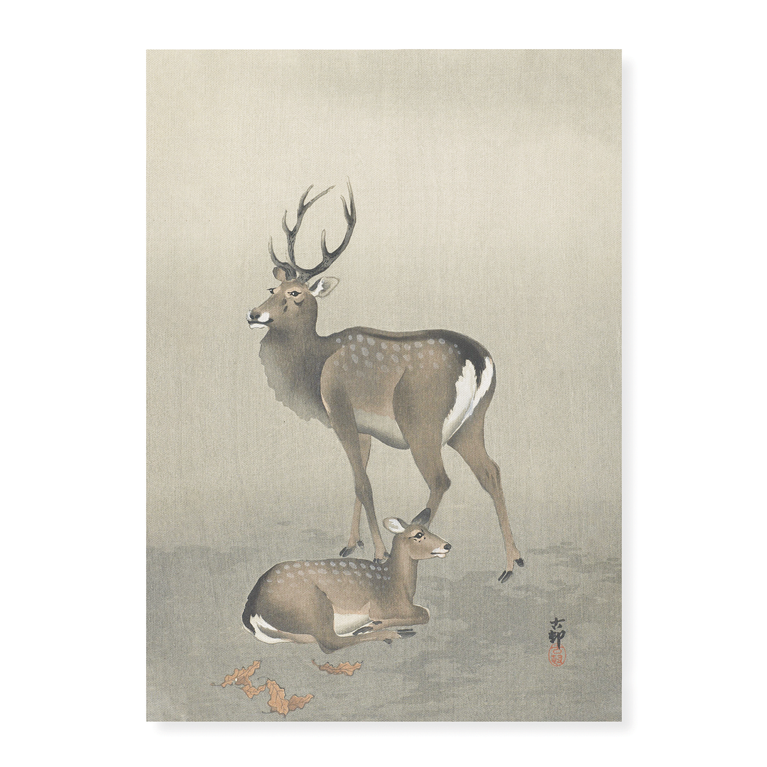 Deer by Ohara Koson - Art Print