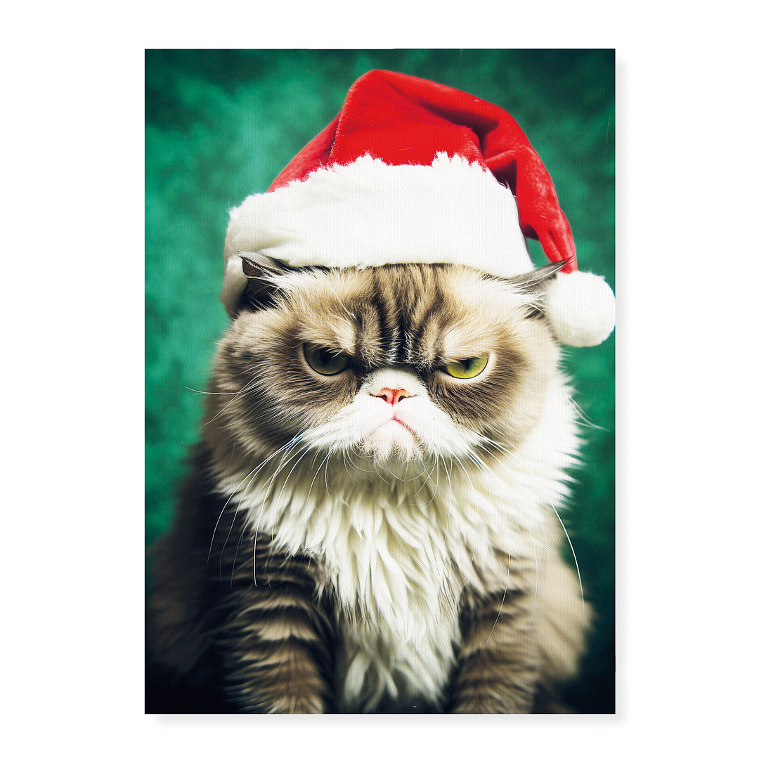 Grumpy Santa cat - Art Print