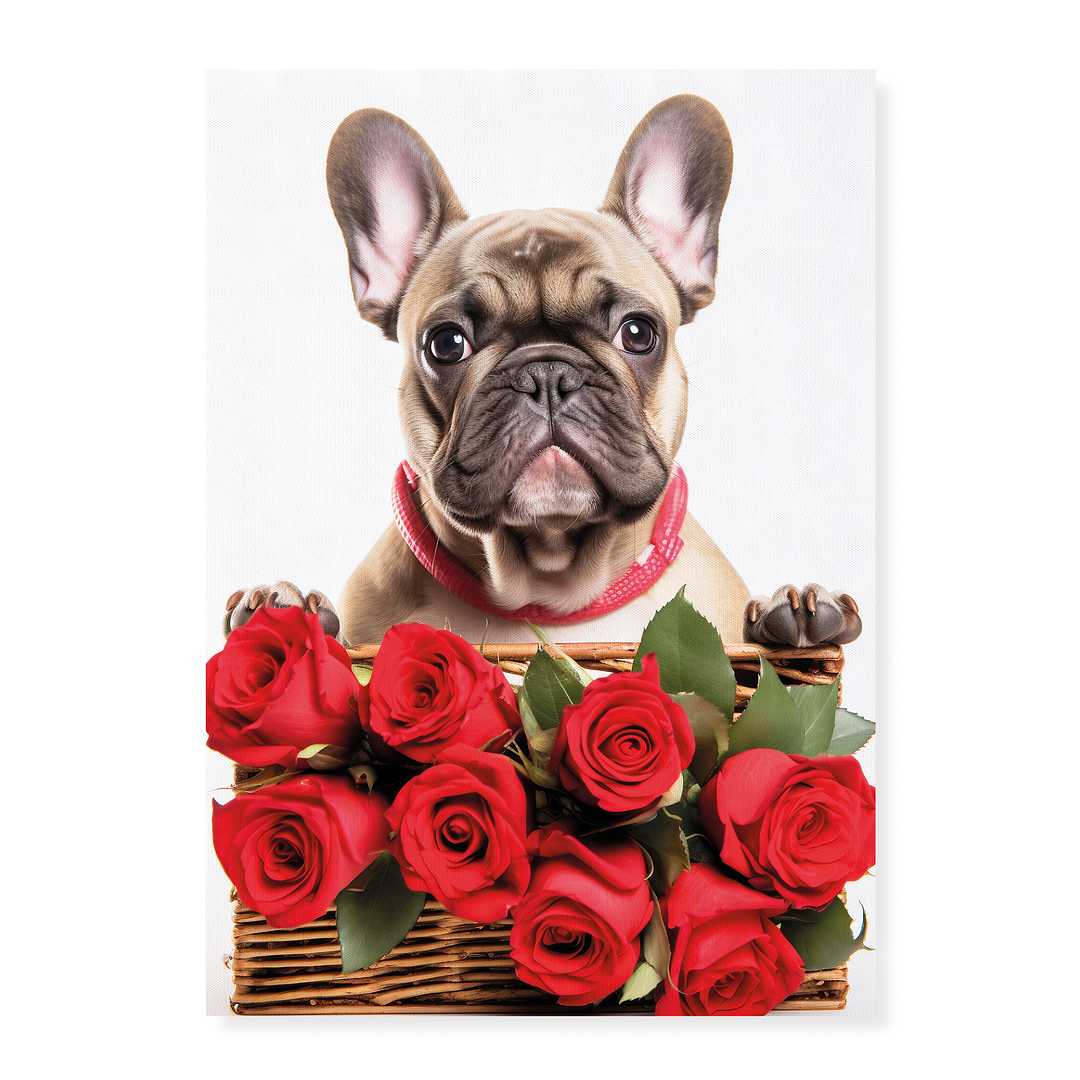 Frenchy bringing roses - Art Print