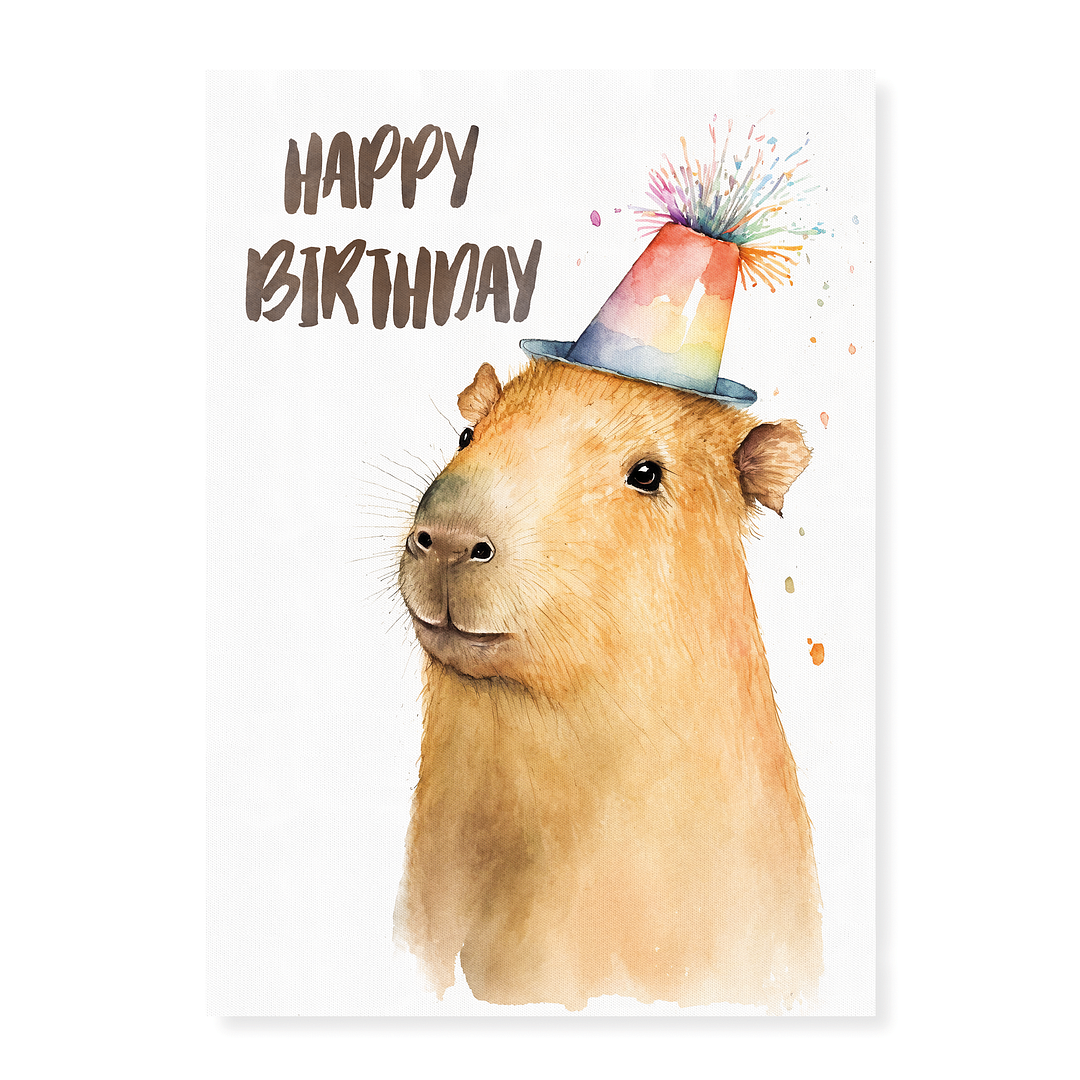 Capybara happy birthday - Art Print