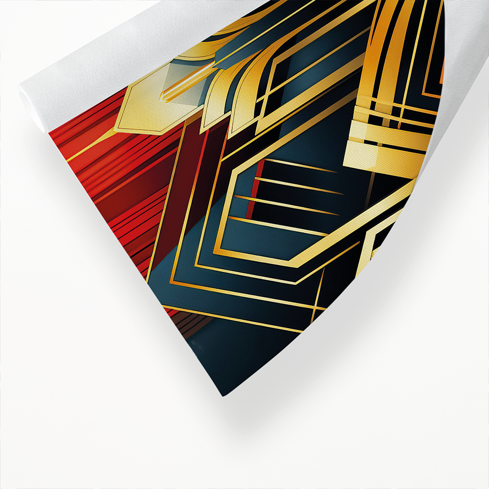 Art Deco pattern (Gold and red) - Art Print