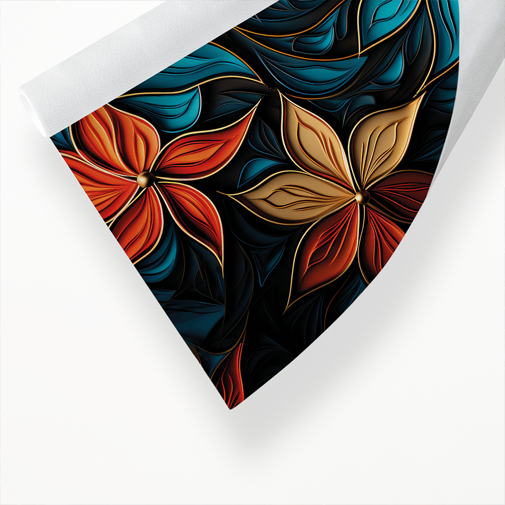 Blue and red flower pattern - Art Print