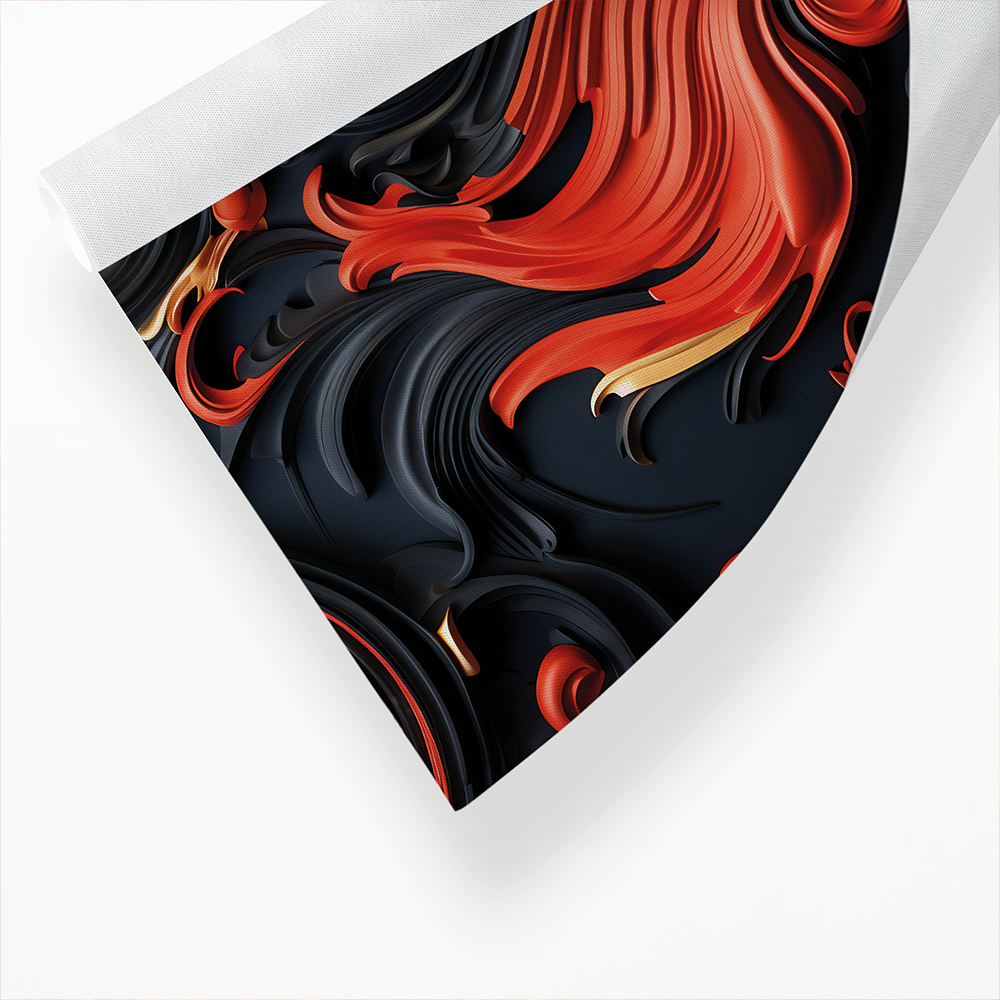 Red, Gold and black pattern - Art Print