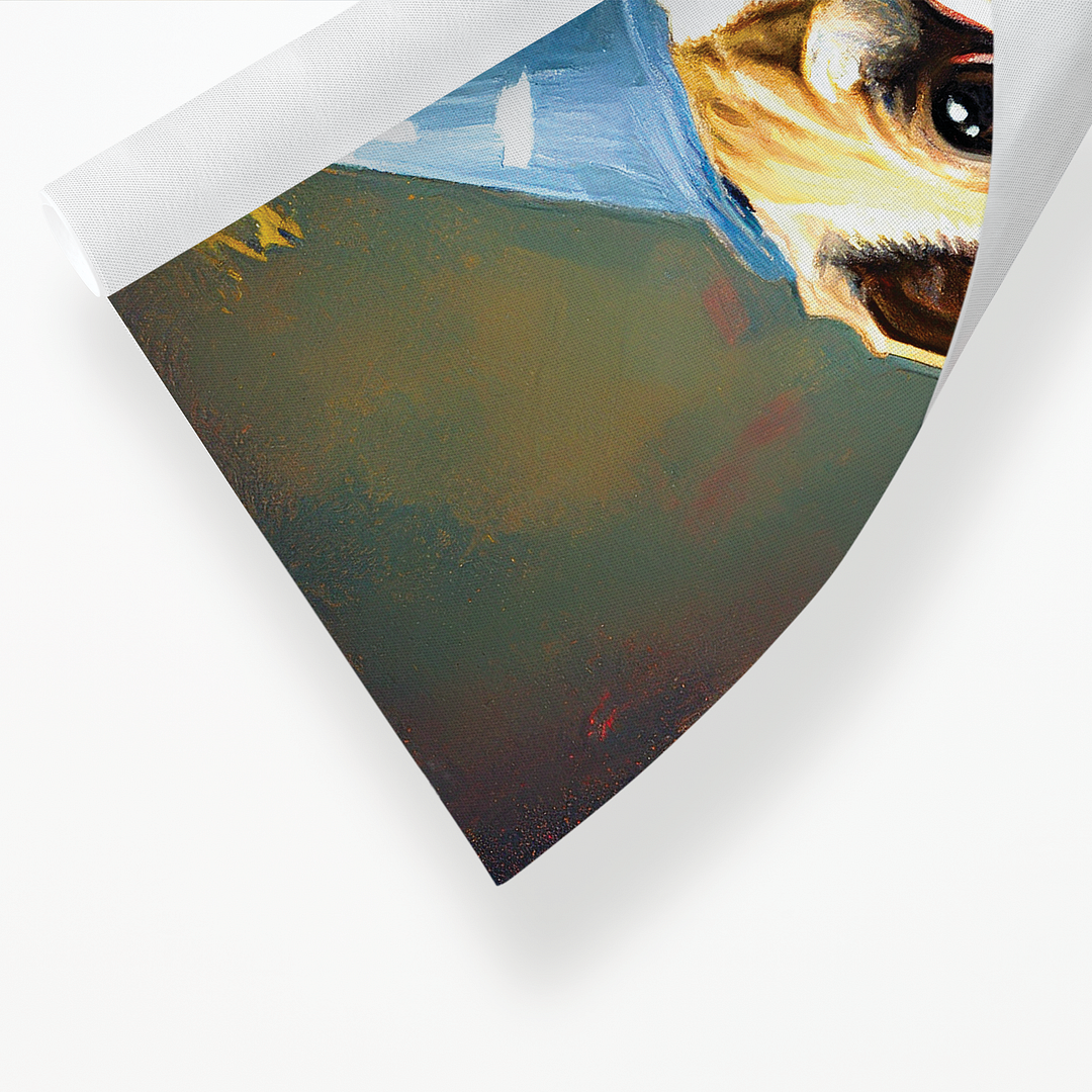 English bulldog with party hat on in Van Gogh style - Art Print