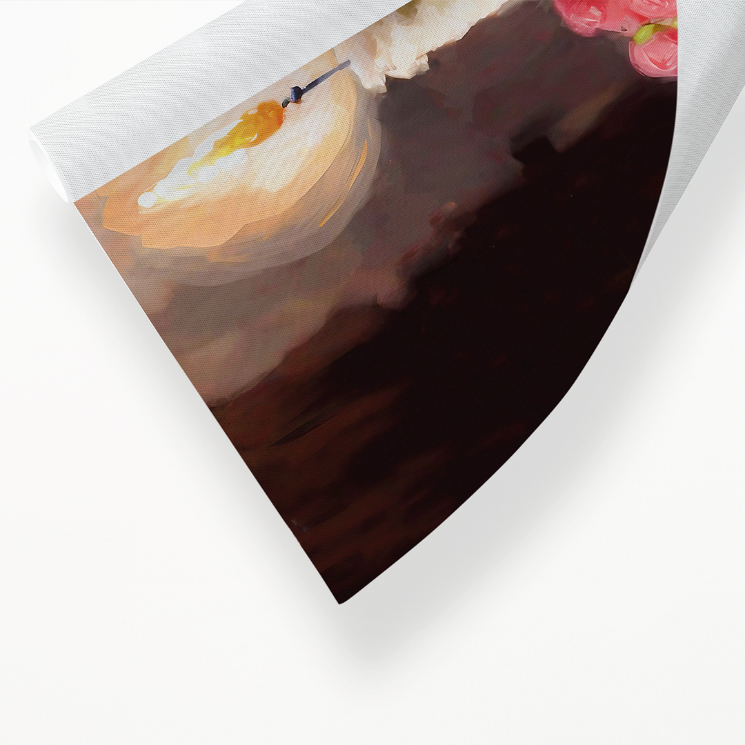 Stawberry Birthday cake painting in Claude Monet style - Art Print