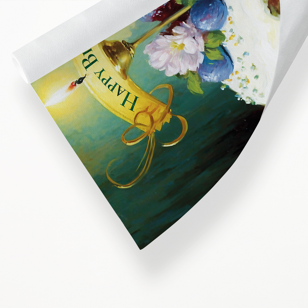 Happy Birthday cake painting in Claude Monet style - Art Print