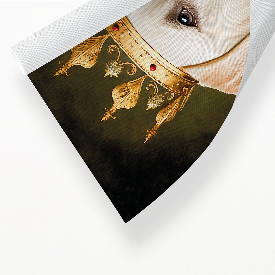 Renaissance painting of a white Labrador as a king - Art Print