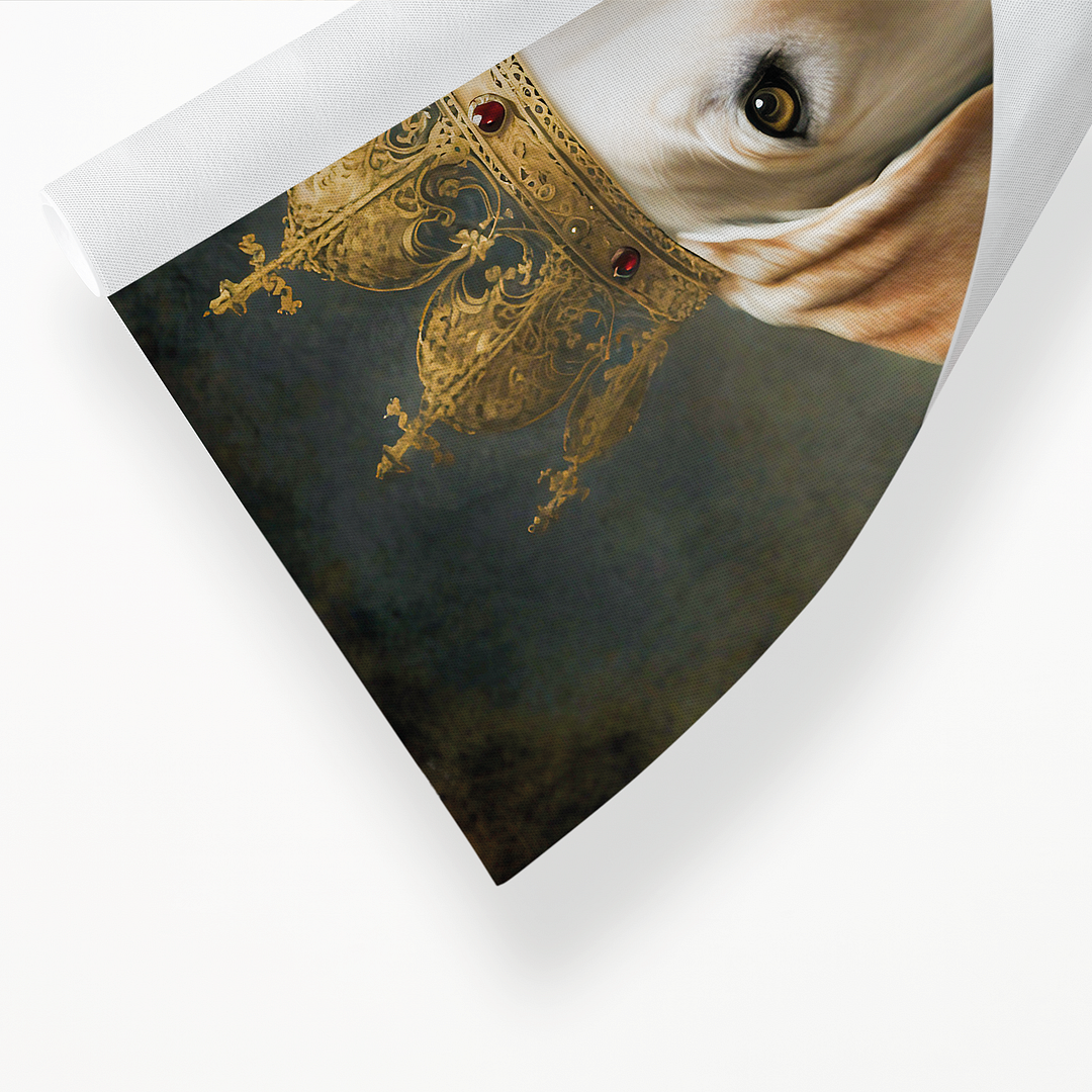 Renaissance painting of a white Labrador as a queen - Art Print
