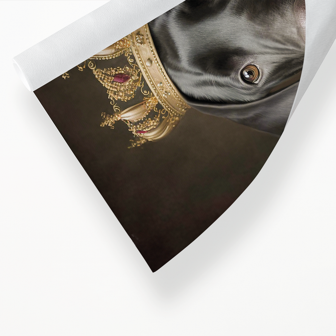 Renaissance painting of a black Labrador as a queen - Art Print