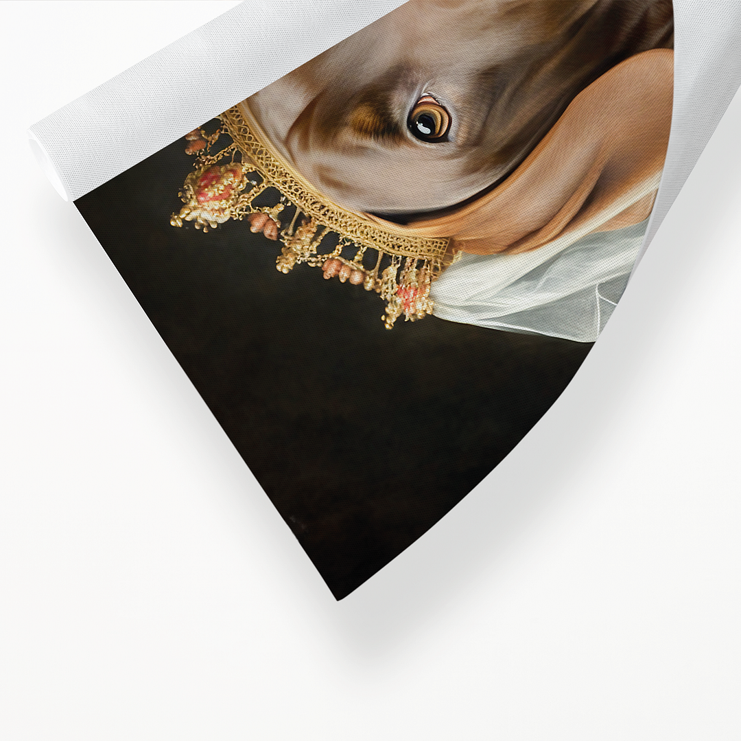 Renaissance painting of a brown Labrador as a queen - Art Print