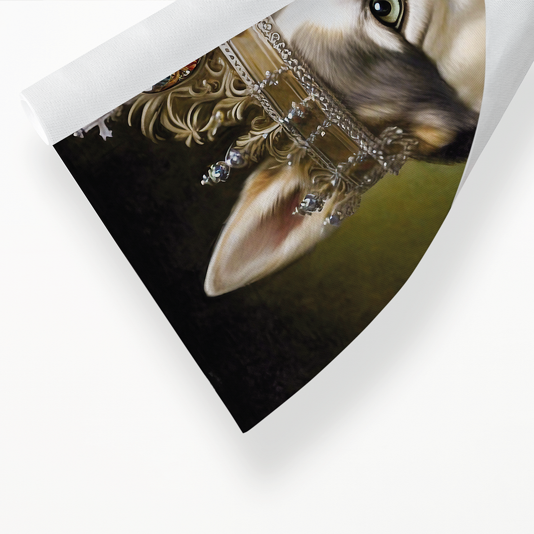 Renaissance painting of a Siberian Huskies as a queen - Art Print