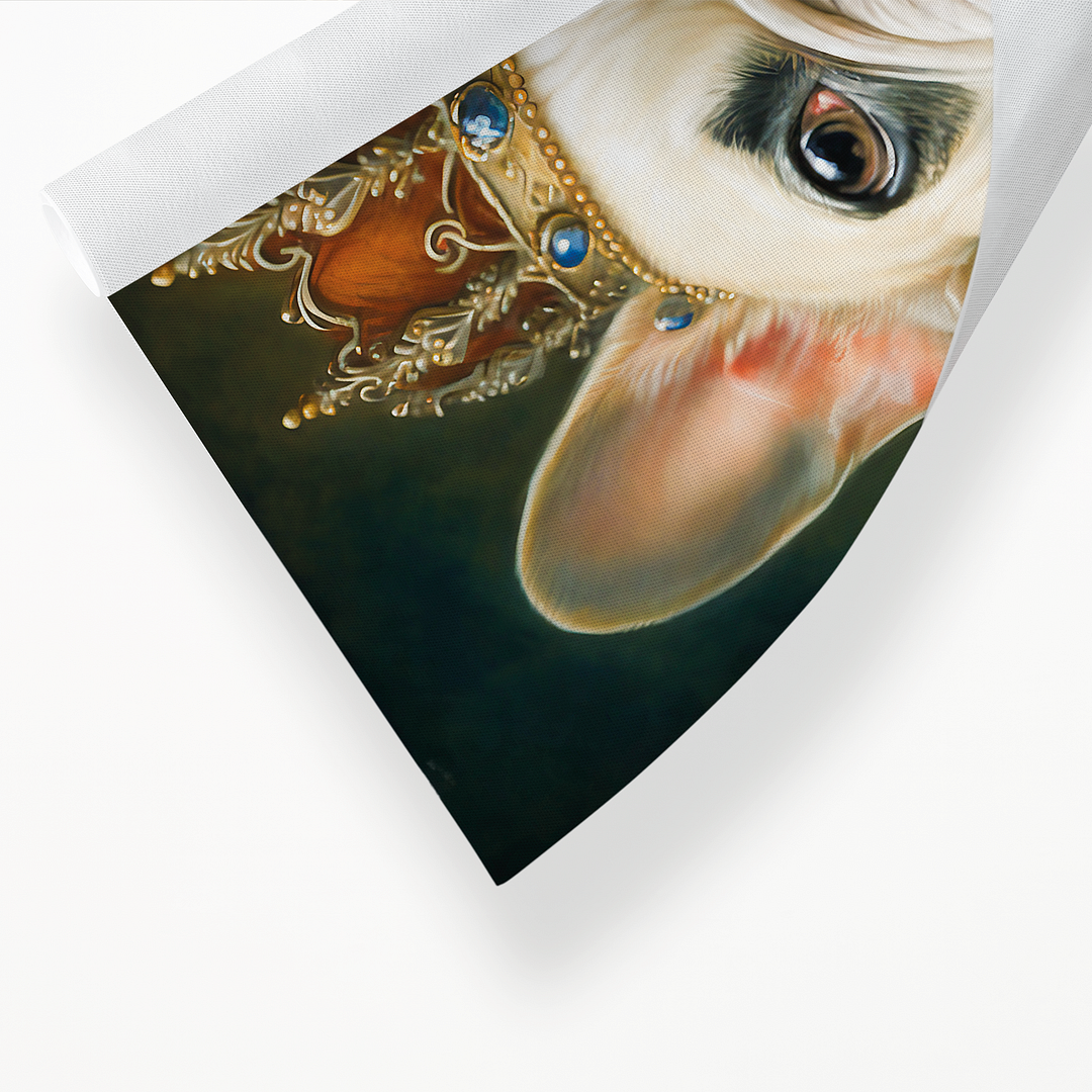 Renaissance painting of a french bulldog as a queen - Art Print